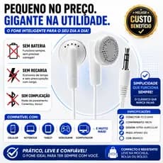 Fone de Ouvido com Fio P2 3.5mm Intra-auricular Universal