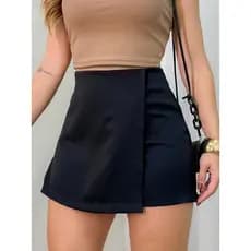 ONSAY Shorts saia/zíper lateral/estilo básico/DD039