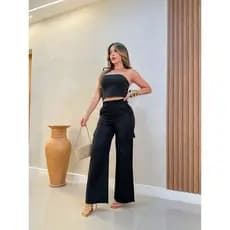 ONSAY Conjunto Alfaiataria Calça Cargo e Top/DD031