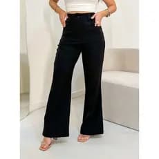 Calça Feminina Flare Pantalona Wide Leg Cintura Alta Alfaiataria /DD068