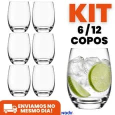 Jogo de Copo Aruba Vidro Transparente 6 até 12 Unidades 465ml Resistente Premium Nadir