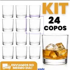 Kit 24 Copos Rocks Whisky Copo Cowboy 265ml Vela Caixa Fechada Entrega Rápida Drink Nadir