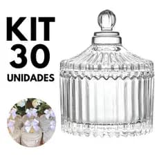 Kit Potiche Bomboniere Mini 9cm Vidro Lembrancinha Casamento Vela Aniversario Transparente Batizado