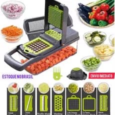 Cortador Multifuncional 3 em 1 Fatiador de Legumes Verduras e Frutas | Ralador Manual Cozinha Prático e Rápido