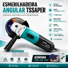 Esmerilhadeira e Lixadeira Angular Profissional 820W Com 2 Discos e Acessórios - TSSAPER