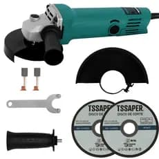 Esmerilhadeira e Lixadeira Angular Profissional 900w - 11000rpm  4 1/2" Tssaper + 2 Discos de corte