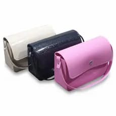 Bolsa Infantil de Menina de PVC Cristal Colorida Mini Bolsinha Fashion Rosa Off White Preto