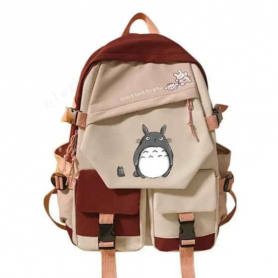 Versão Coreana Contraste Cor Desenho Meus Vizinhos Totoro Mochila Novo Estilo Ins Harajuku Escola Médio Estudante Impermeável Viagem Y4VU