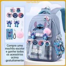 Stitch Large Capacity Children's Light mochila meninas luz mochila impermeável computador #002