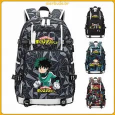 My Hero Academia Estudante Mochila USB Laptop Mochila Recarregável Meninos Meninas Crianças Mochilas