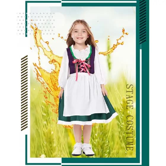 Fantasias de Halloween Conjunto de Fantasia Bávara para Meninas Vestido para Festival de Cerveja - Vestido de Cerveja Ve