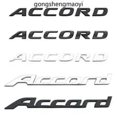Acessórios Do Carro Cromo Prata/Preto Accord Carta Logotipo 3D ABS Emblema Adesivo Asa Lateral Fender Decalque Decoração