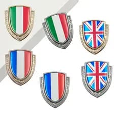 Adesivo De Carro De Metal 3D Itália França Alemanha Inglaterra Bandeira Emblema Decalques Para Adesivos De Estilo , Embl