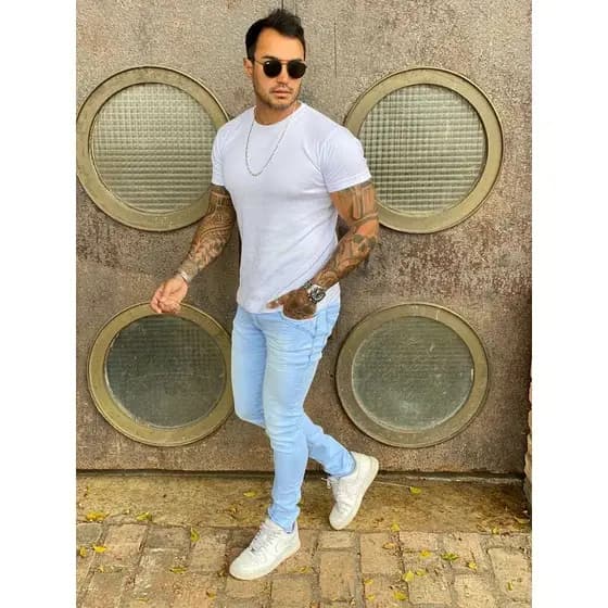 Calça Jeans Masculina Skinny Slim Fit Stretch Conforto Premium Lavagem Moderna