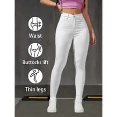 Calça Jeans  Feminina Branca Premium Estilosa cintura alta empina bumbum skiiny