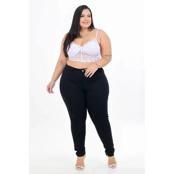 calça jeans feminina plus size preta