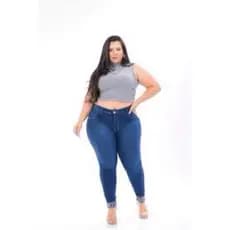 calça jeans feminina plus size com barra love