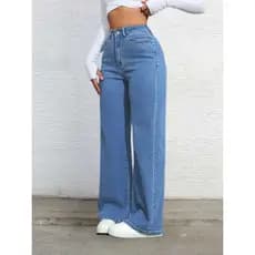 calça wide leg feminina pantalona escura cintura alta valoriza bumbum perna larga moda jeans feminina premium denim