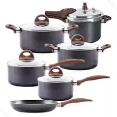 Jogo de Panelas Antiaderente Ceramic Life 6 Pçs com Fundo de Indução e Panela de Pressão