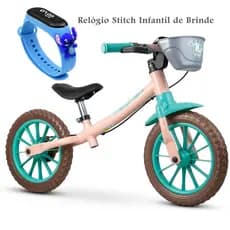 Bicicleta Infantil Aro 12 Flower Nathur - Brinde Relógio Stitch