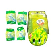 KIT PROTEÇÃO INFANTIL CAPACETE JOELHEIRA CUTUVELEIRA DINO