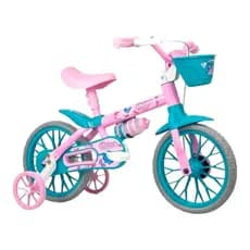 BICICLETA NATHOR ARO 12 CHARM ROSa VERDE COM CESTA rosa menina infantil 2 a 4 anos