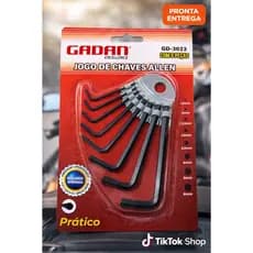 Jogo Chave Allen Hexagonal em L 8 Peças GADAN para Bicicleta e Moto 1,5mm a 6 mm