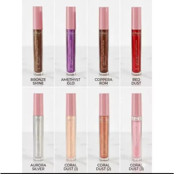Lip Gloss com Partículas de Brilho 5ml Vitamina E Indiana Beauty Natural Prata Rosa Champagne