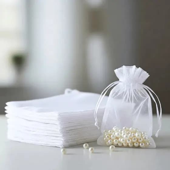 Kit 20/30/50/ Saco Saquinho Organza Tule Lembrancinhas 7x9  / 9x12 Branco Festa Casamento