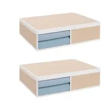 Kit 2 Organizadores para Lençol Roupas em Nylon Super Resistente Material Grosso - Marfim