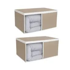 Kit 2 Organizador Edredom Roupa Cama Nylon Resistente Bege