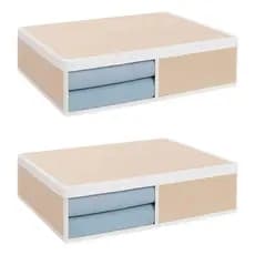Kit 2 Organizadores De Lençóis Bege Vb Home Super Resistente Grosso
