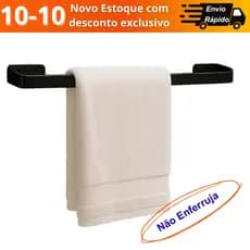 Porta Toalha de Banho Estilo Industrial Preto Fosco – Aço 1020