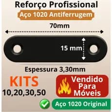 Chapa de Junção / União em Aço – Reforço para Móveis / Prateleiras