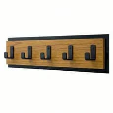 Cabideiro de Parede Hall de Entrada 5 Ganchos Aço Reforçado MDF Porta Chaves Organizador 45cm