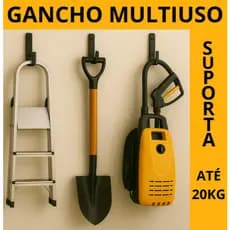 Gancho de Parede Multiuso Aço 1020 Preto Fosco 10x7cm | Suporta Peso, Não Enferruja Kits de 1 a 6 unidades
