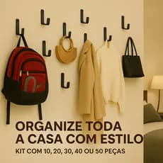 | Kit 10 a 50 Peças em Atacado Gancho de Parede Aço 1020 Preto Fosco Premium | Super Resistente