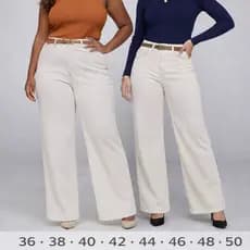 Calça Wide Leg com Cinto Feminina Jeans Elegante Cintura Alta Calça de Shopping Pantalona