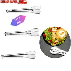 KIT 3 Pegadores Multiuso Pegador  Salada Cozinha INOX 29cm