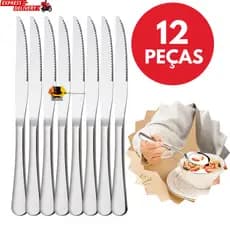 Jogo De Facas 12 Peças Inox Alto Brilho Mesa Restaurantes Bares