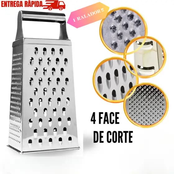Ralador de Legumes Inox 4 Faces Cabo Inox Para Cozinha 21 cm