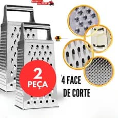 KIT 2 Ralador de Legumes Inox 4 Faces Cabo Inox Para Cozinha 21 cm