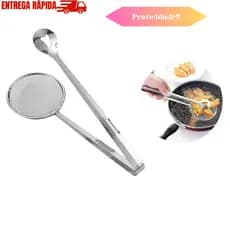 Escumadeira Fritura Inox Batata Pastel Resistente com Pegador