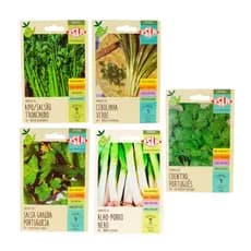 Kit Semente Temperos Cultivar em Casa  Salsa, Alho Poró, Cebolinha, Coentro, Salsão