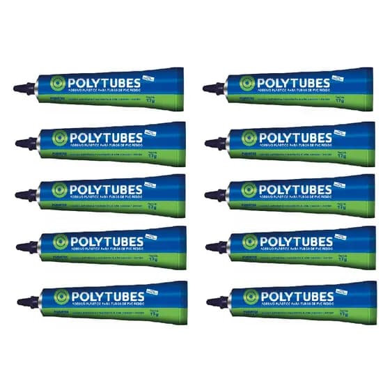Cola Adesivo Pvc Rígido Para Canos Tubos Polytubes 17g 10 Unidades