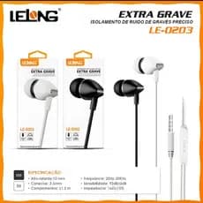 Fone de Ouvido com Fio Sem Ruídos Extra Grave LE-0203