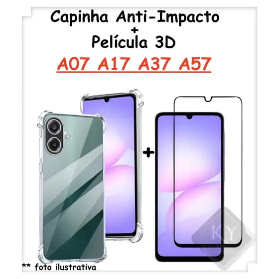 Capa Capinha + Película Vidro 3D Para Samsung Galaxy A07/A17/A37/A57 Vários Modelos