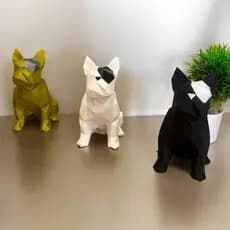 Estátua decorativa de Bulldog Francês geométrica - Escultura de mesa