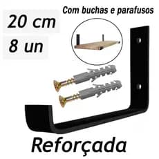Mão Francesa Prateleira Invertida Suporte 20 cm Aço 8 pç