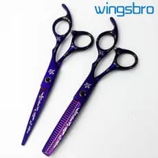 Wingsbro 6.5 Polegada tesoura de corte de cabelo com textura de flor, tesoura de cabeleireiro para barbearia, tesoura de